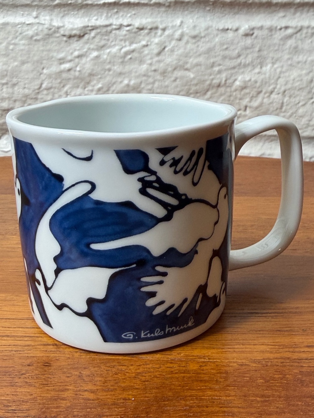 GK Japan Blue and White Mug Dove Bird Coffee